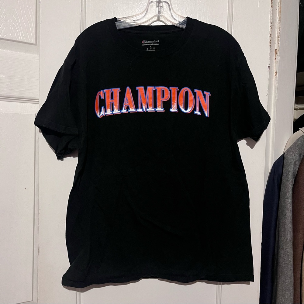 Large champion graphic print t shirt short sleeve